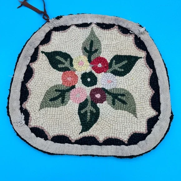 Antique Cape Guild Handmade Cotton Hook Chair Rug Pad Seat Cover Japan Wool - Picture 3 of 6